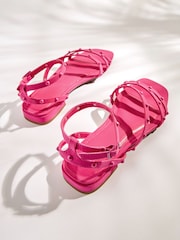 Pink Forever Comfort® Stud Sandals with Ankle Strap - Image 3 of 8