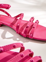 Pink Forever Comfort® Stud Sandals with Ankle Strap - Image 4 of 8