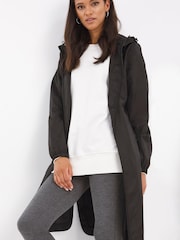 Simply Be Black Longline Packaway Trench Jacket - Image 1 of 4