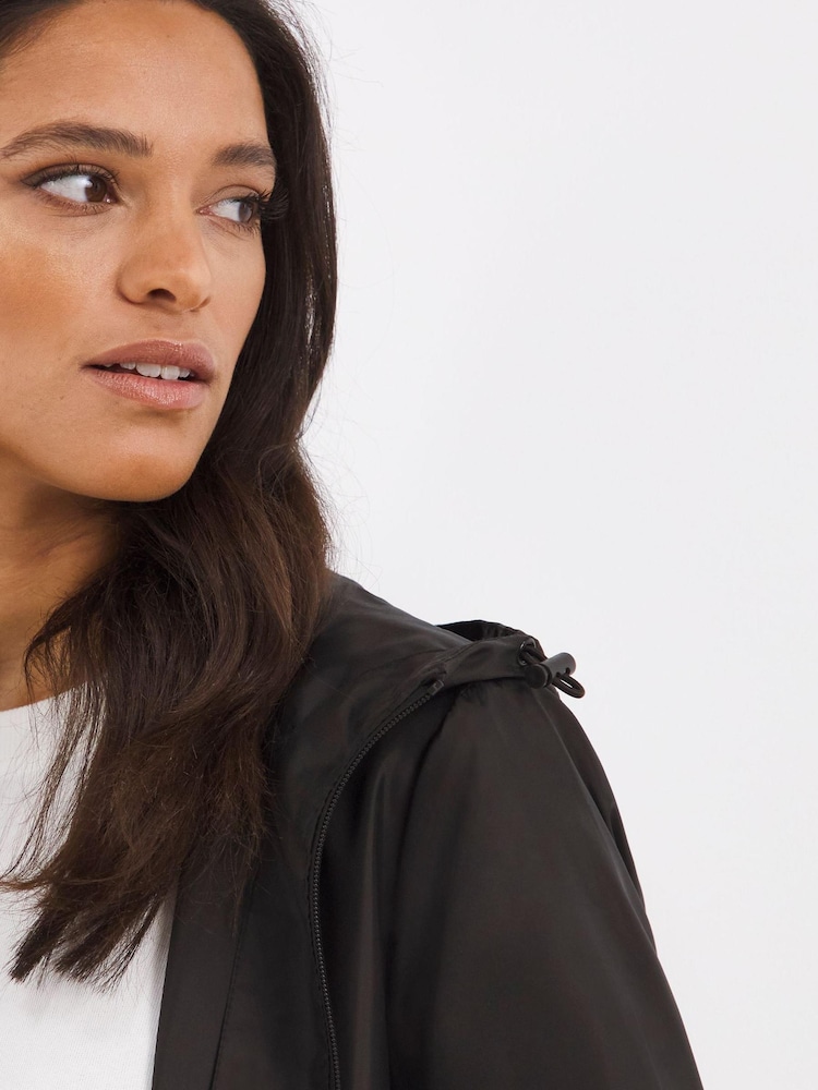 Simply Be Black Longline Packaway Trench Jacket - Image 4 of 4