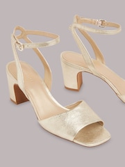 Whistles Gold Block Heel Emerson Sandals - Image 2 of 4