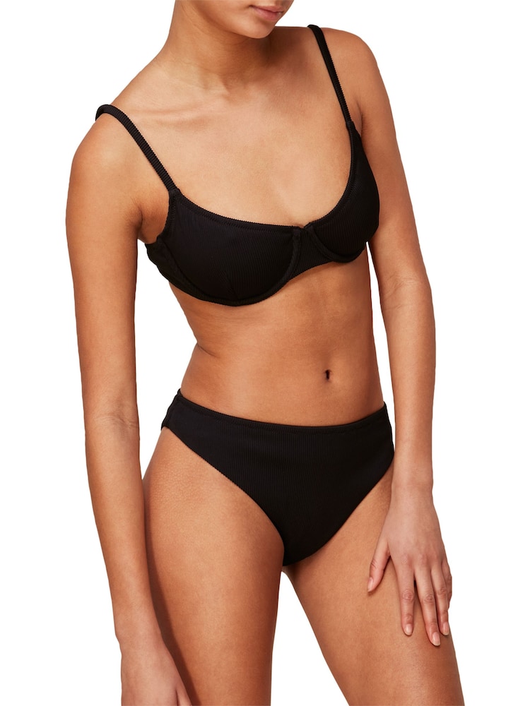 Whistles Black Ribbed Underwire Bikini Top - Image 1 of 3