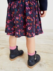 Navy Woven Knit Mix Dress (3mths-7yrs) - Image 3 of 5