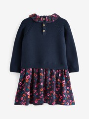 Navy Woven Knit Mix Dress (3mths-7yrs) - Image 5 of 5