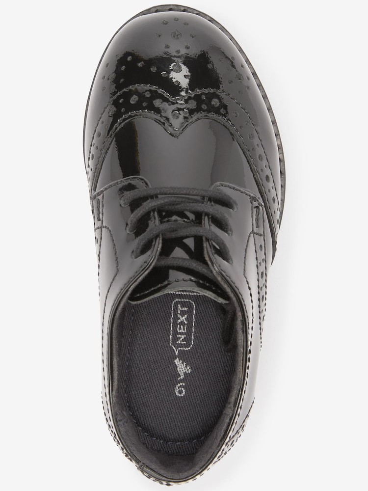 Black Ground Standard Fit (F) Leather Brogue Shoes - Image 3 of 5