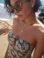 Green Floral U Trim Bandeau Swimsuit - Image 4 of 6