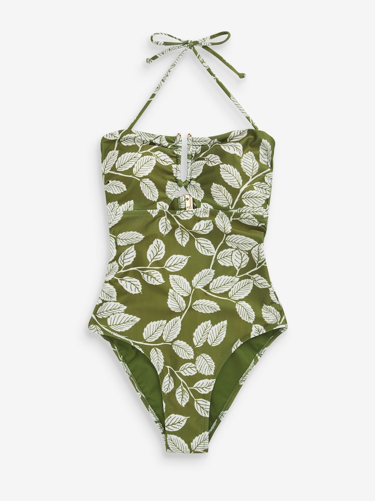 Green Floral U Trim Bandeau Swimsuit - Image 6 of 6