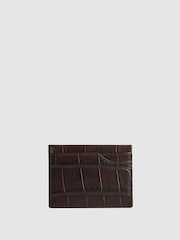 Reiss Chocolate Cabot Leather Card Holder - Image 2 of 5