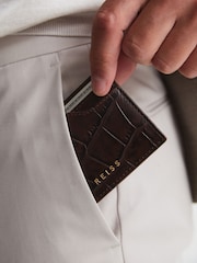 Reiss Chocolate Cabot Leather Card Holder - Image 5 of 5