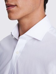 MOSS White Tailored Fit 100% Cotton Zero Iron Shirt - Image 3 of 5