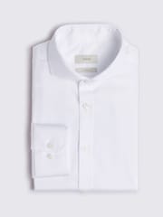 MOSS White Tailored Fit 100% Cotton Zero Iron Shirt - Image 4 of 5