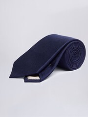 MOSS Dark Blue Natte Silk Tie - Image 1 of 2