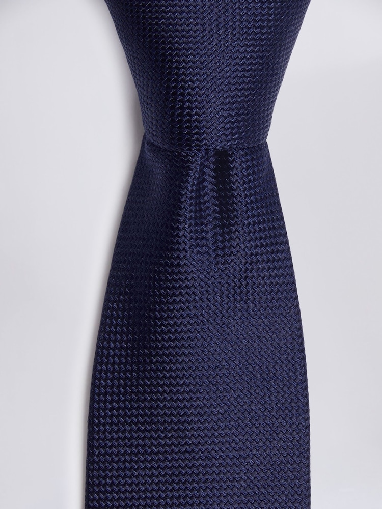 MOSS Dark Blue Natte Silk Tie - Image 2 of 2