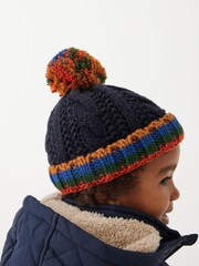 Navy Blue Stripe Hat And Mittens Set (3mths-10yrs) - Image 2 of 4
