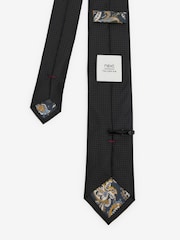 Black Slim Textured Tie And Clip Set - Image 3 of 3