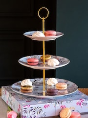 Sara Miller Blue Portmeirion 3 Tiered Cake Stand - Image 3 of 6
