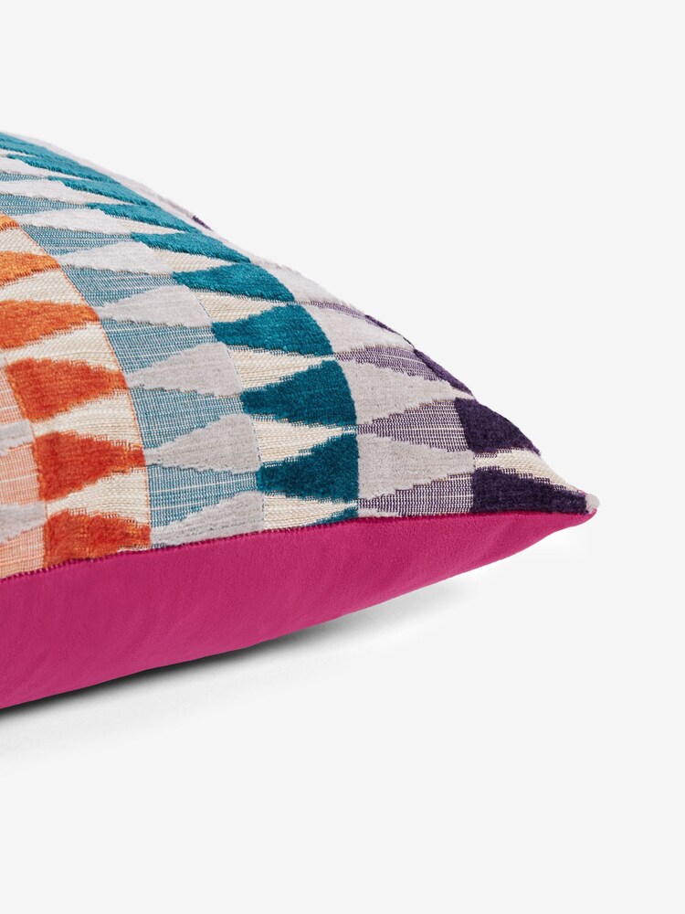 Multi Bright Cut Velvet 43 x 43cm Cushion - Image 2 of 5