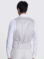 MOSS Stone Grey Slim Fit Stone Puppytooth Linen Waistcoat - Image 2 of 3