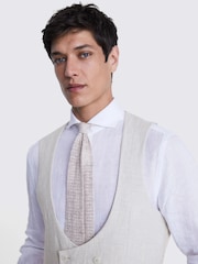 MOSS Stone Grey Slim Fit Stone Puppytooth Linen Waistcoat - Image 3 of 3