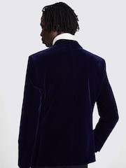 MOSS Ink Blue Slim Fit Velvet Dress Suit Jacket - Image 4 of 4