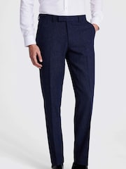 MOSS Blue Slim Fit Donegal Suit Trousers - Image 1 of 4