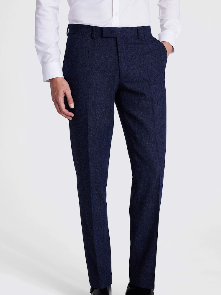 MOSS Blue Slim Fit Donegal Suit Trousers - Image 1 of 4