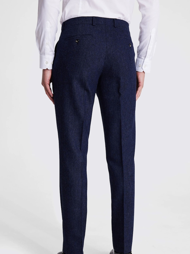 MOSS Blue Slim Fit Donegal Suit Trousers - Image 2 of 4 MOSS Blue Slim Fit Donegal Suit Trousers - Image 2 of 4