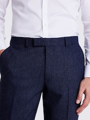 MOSS Blue Slim Fit Donegal Suit Trousers - Image 3 of 4