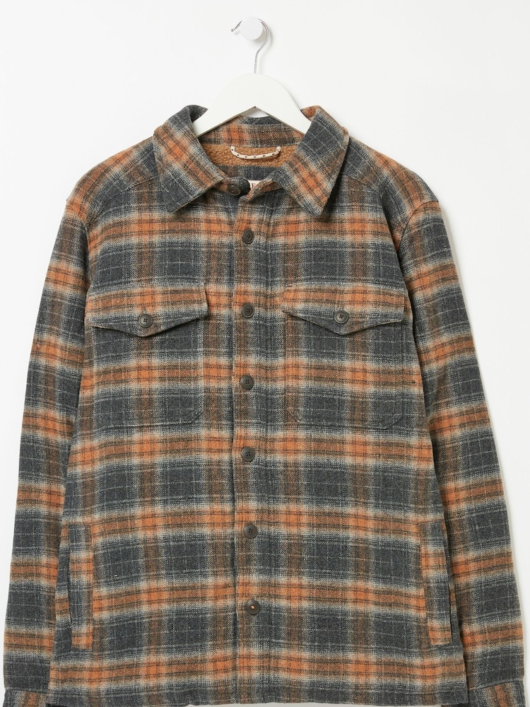 FatFace Grey Fjord Check Overshirt - Image 4 of 4
