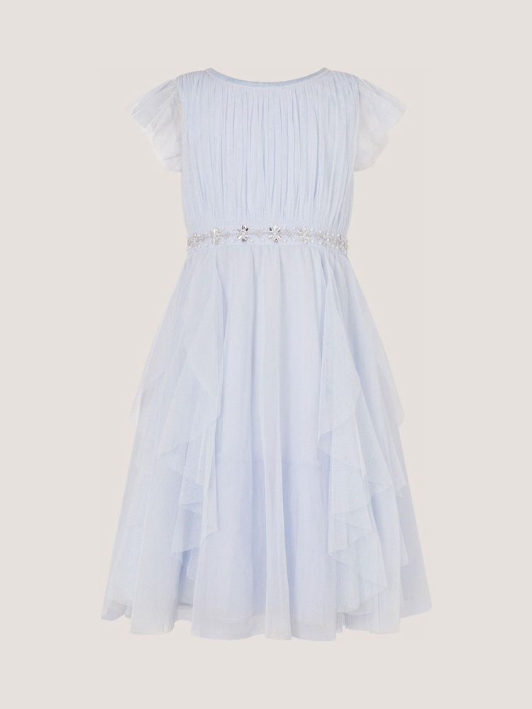 Monsoon Blue Pennie Embellished Ruffle Party Dress - Image 1 of 2 Monsoon Blue Pennie Embellished Ruffle Party Dress - Image 1 of 2
