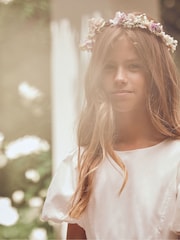 Angel & Rocket White/Ivory Celine Taffeta Tulle Bow Dress - Image 4 of 7