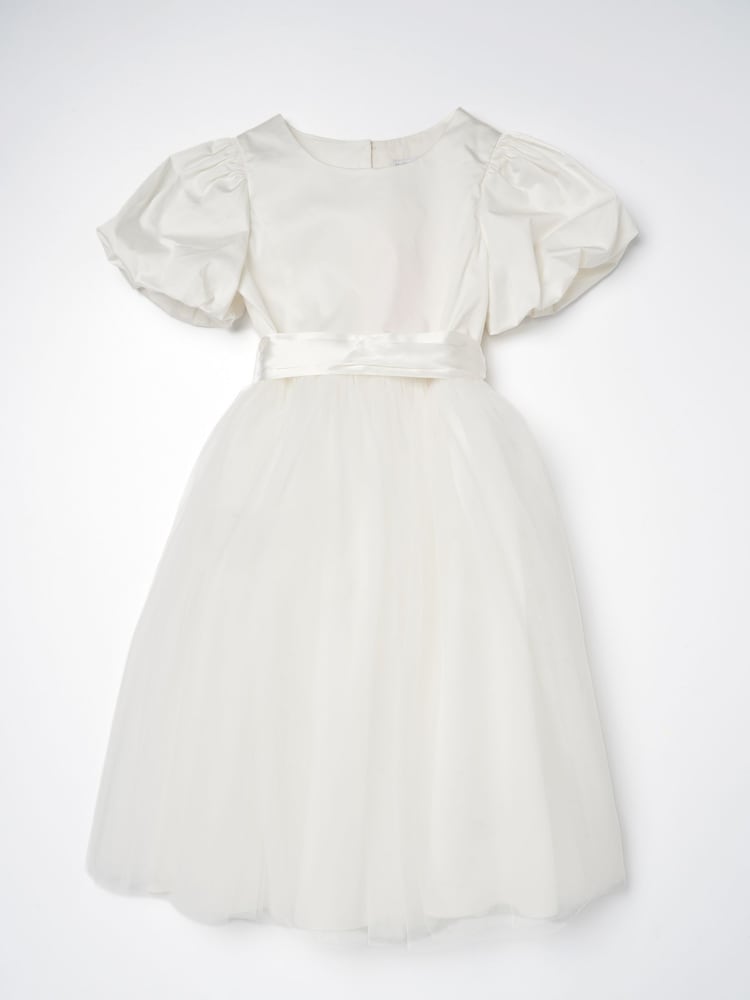 Wit/ivoor - Angel & Rocket - Celine - Taffeta jurk met tule en strik - Image 5 of 7