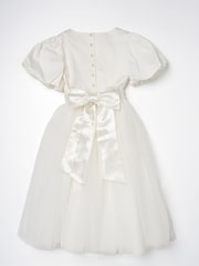 Angel & Rocket White/Ivory Celine Taffeta Tulle Bow Dress - Image 6 of 7
