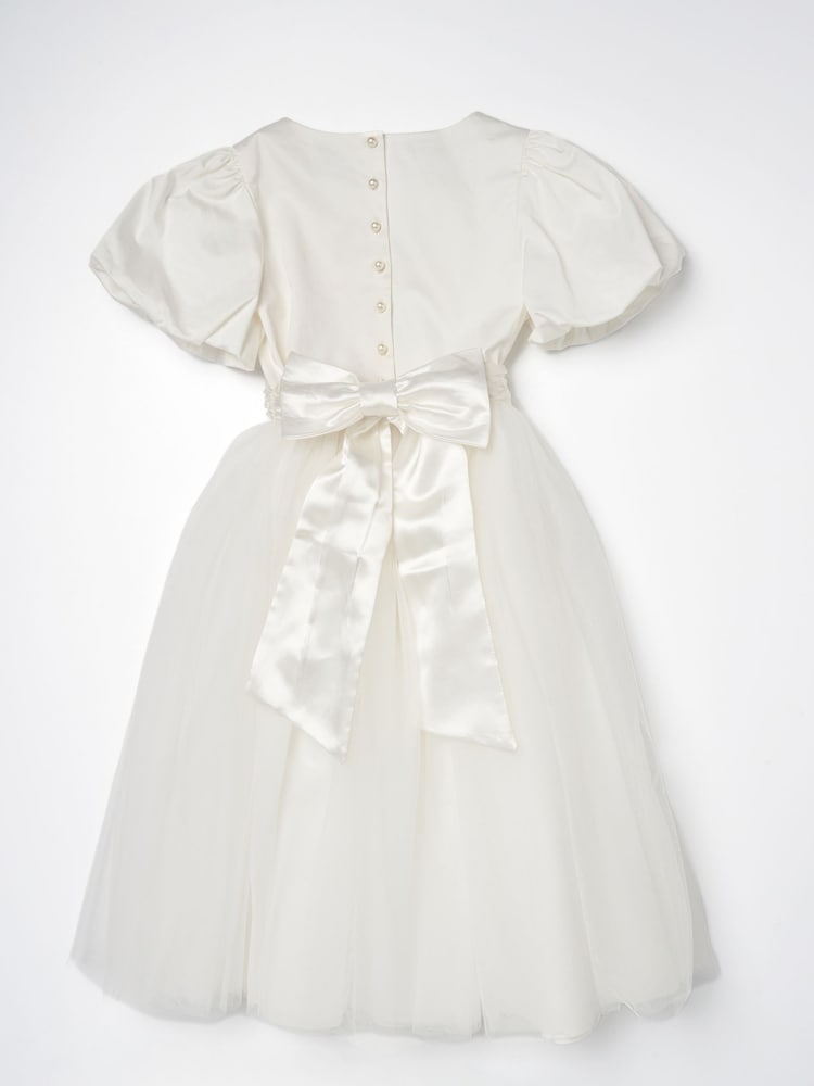 Wit/ivoor - Angel & Rocket - Celine - Taffeta jurk met tule en strik - Image 6 of 7
