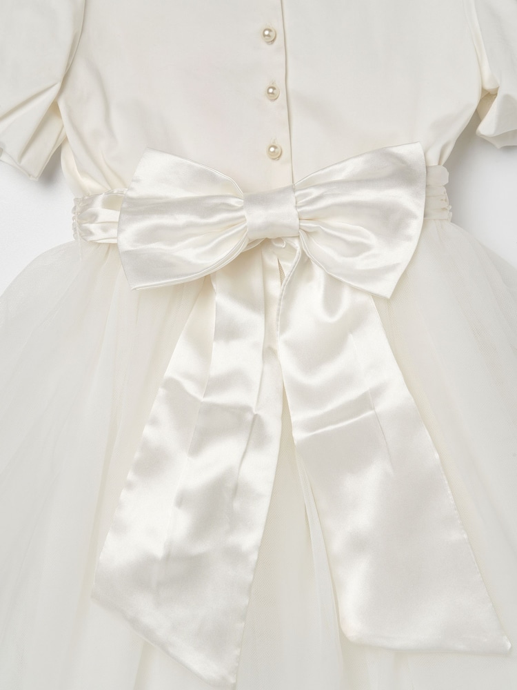 Angel & Rocket White/Ivory Celine Taffeta Tulle Bow Dress - Image 7 of 7