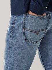 Mid Blue Slim Ripped Denim Jeans - Image 5 of 7