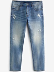 Mid Blue Slim Ripped Denim Jeans - Image 6 of 7