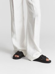 Reiss Black Blair Leather Sliders - Image 1 of 9