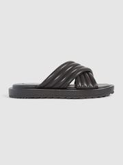 Reiss Black Blair Leather Sliders - Image 2 of 9
