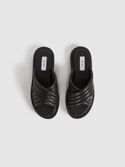 Reiss Black Blair Leather Sliders - Image 5 of 9