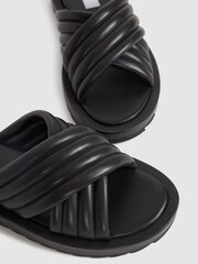 Reiss Black Blair Leather Sliders - Image 7 of 9