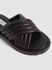 Reiss Black Blair Leather Sliders - Image 8 of 9