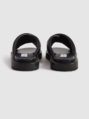 Reiss Black Blair Leather Sliders - Image 9 of 9