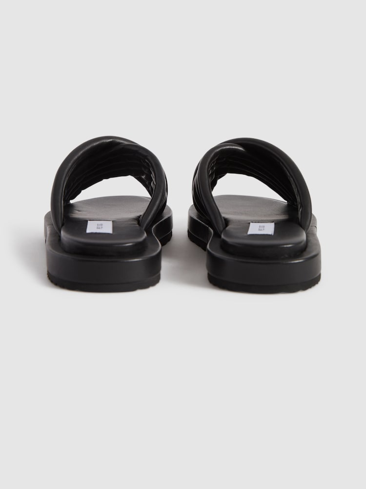Reiss Black Blair Leather Sliders - Image 9 of 9