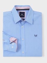 Crew Clothing Company Blue Stripe Cotton Shirt - Image 4 of 4