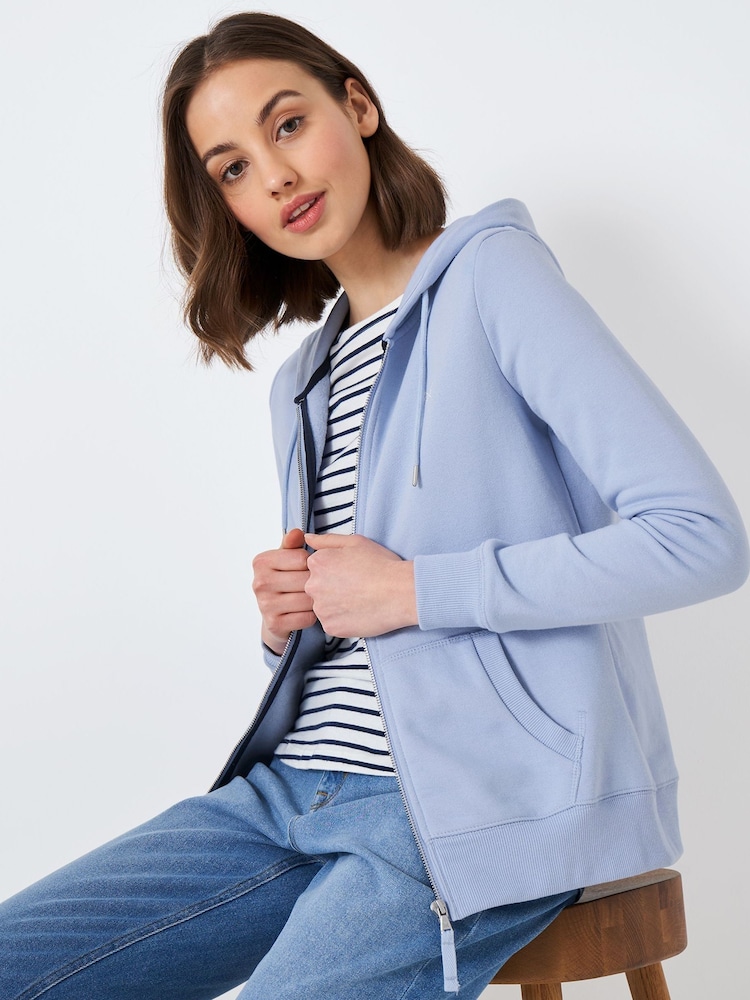 Crew Clothing Blue Heritage Zip Through Hoodie - Image 1 of 5