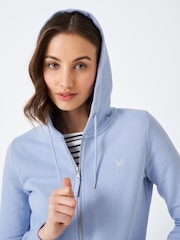 Crew Clothing Blue Heritage Zip Through Hoodie - Image 4 of 5