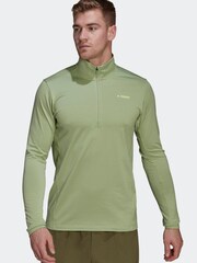 adidas Womens Green Terrex Everyhike Half-Zip Fleece Jacket - Image 1 of 7
