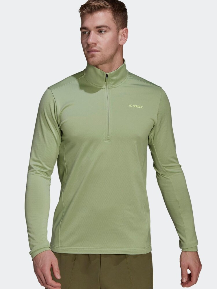 adidas Womens Green Terrex Everyhike Half-Zip Fleece Jacket - Image 1 of 7