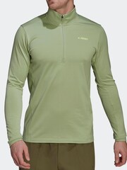 adidas Womens Green Terrex Everyhike Half-Zip Fleece Jacket - Image 3 of 7
